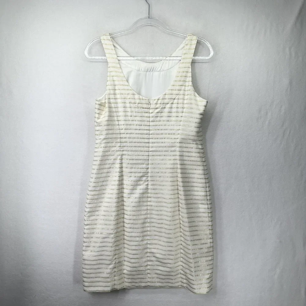 Lilly Pulitzer Henley Corded Organza Gold Stripe Knee Length Dress Size 8 - Picture 6 of 16
